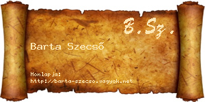 Barta Szecső névjegykártya